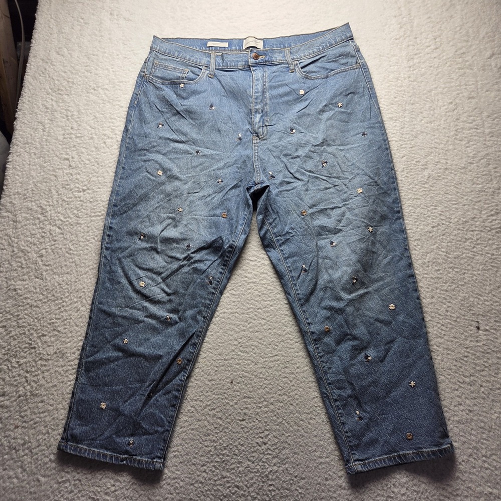 Universal Thread Jeans Womens 18 Blue Medium Wash Straight Embroidered Denim